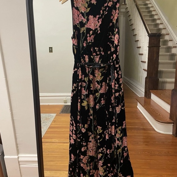NEW Baltic Born Velvet Floral Black and Pink Wrap Full Length Dress Size Large - Picture 15 of 15